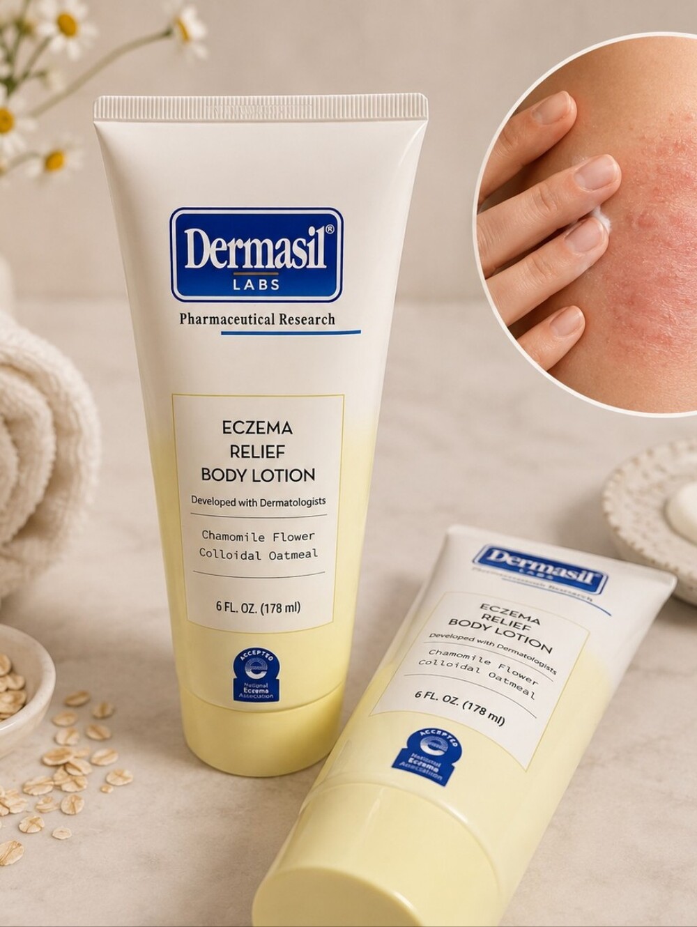 🌱ECZEMA RELIEF BODY LOTION CHAMOMILE FLOWER & COLLOIDAL OATMEAL 2 PC
